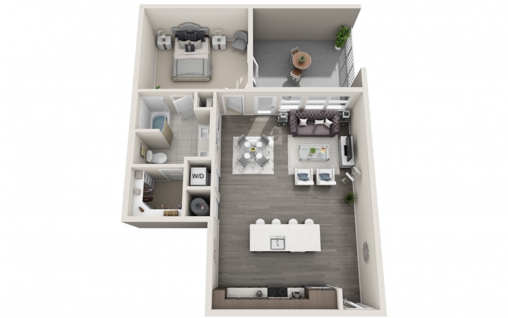 Paladino  - 1 bedroom floorplan layout with 1 bath and 869 square feet. (2D)