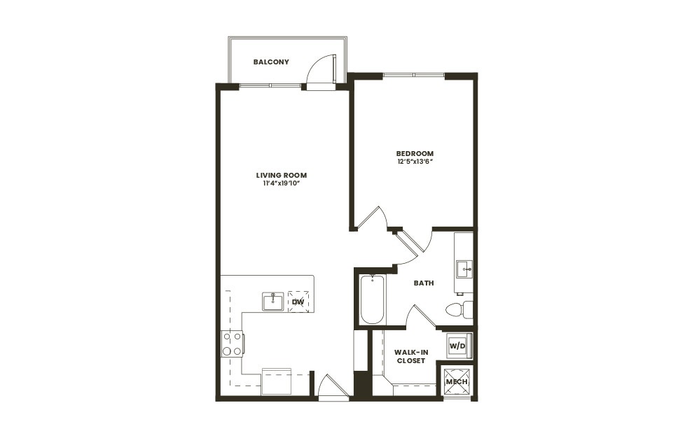 A3 - 1 bedroom floorplan layout with 1 bath and 765 square feet. (2D) A3 - 1 bedroom floorplan layout with 1 bath and 765 square feet. (2D)