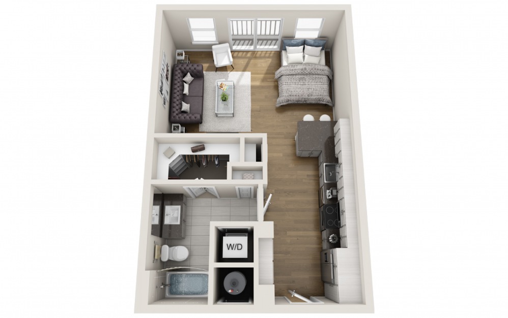 Rothman  - Studio floorplan layout with 1 bath and 561 square feet. (2D)
