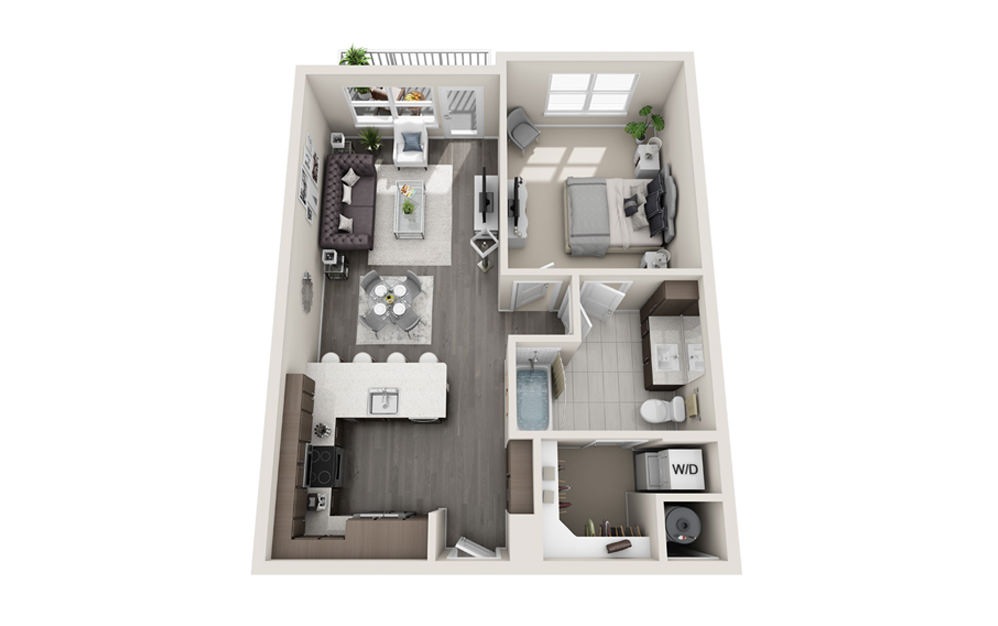 1 bed 1 bath A3 floorplan 765 square feet