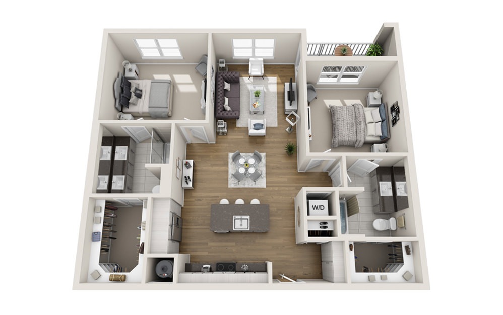 2 bed 2 bath B4 floorplan 1168 square feet