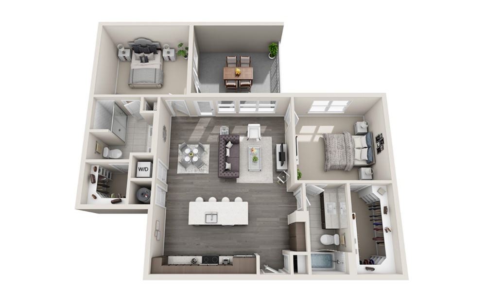 2 bed 2 bath B5 floorplan 1219 square feet