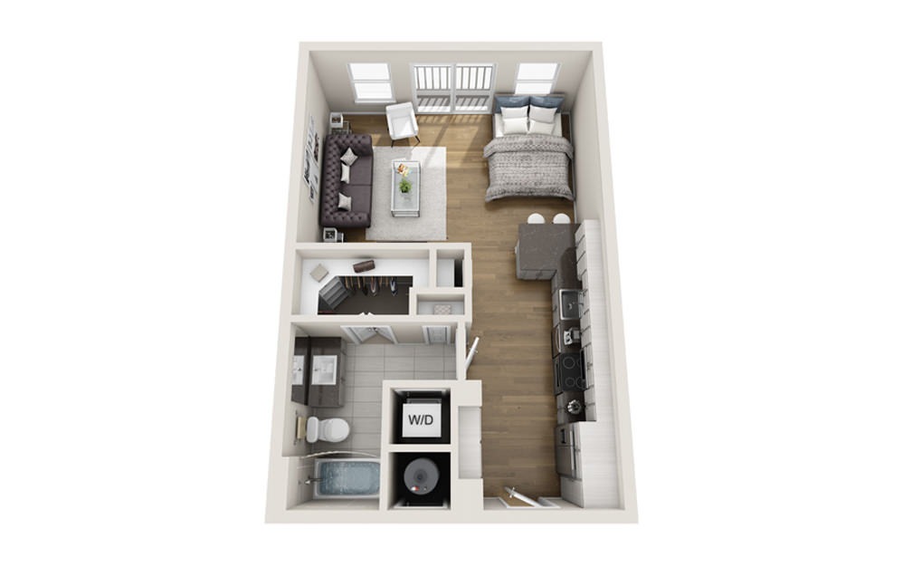 Studio 1 bath S1 floorplan 561 square feet