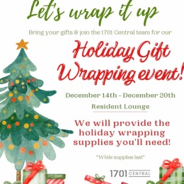 ๐Lets wrap it up! ๐๐ Bring your unwrapped gifts to the resident lounge and wrap gifts with us!๐๐๐
๐ฑ727.274.1077
๐ป 1701central.com
โข
โข
โข
#stpete #727living #stpetersburgfl #ilovetheburg #ilovestpete #apartmentliving #youshouldbehere #floridaliving #gscapartments #gscliving #December #holiday #Giftwrapping #wrap #gifts Instagram post from @1701central on December 14, 2023 08:50:49am